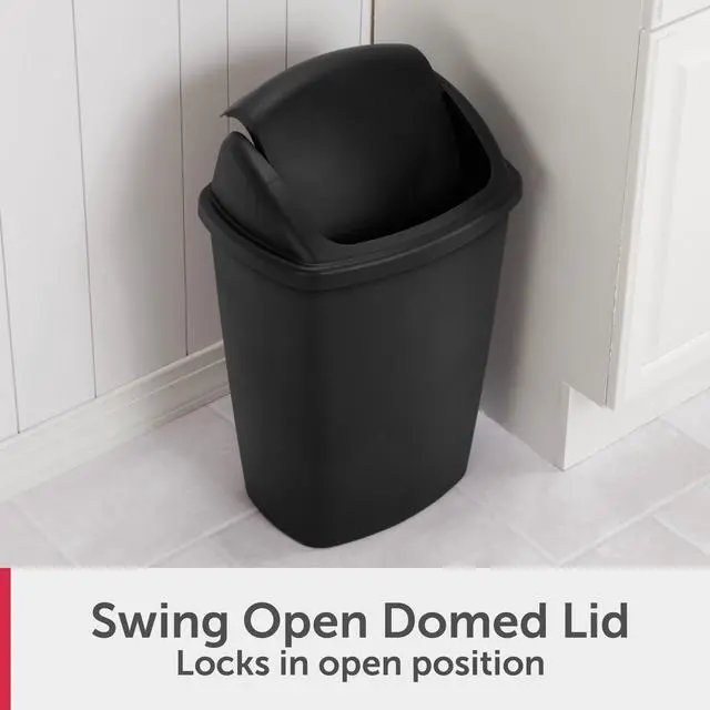 Alt view image 5 of 7 - Sterilite Kitchen Trash Can, 7.5 Gallon Plastic Garbage Bin with Swing Top Lid, Black