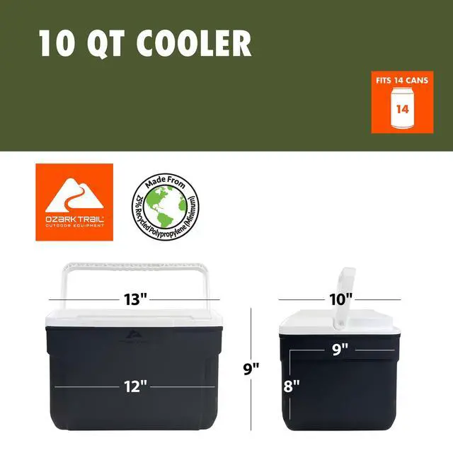 Alt view image 7 of 7 - Ozark Trail 10 qt 14-Can Hard-Sided Cooler, Gray