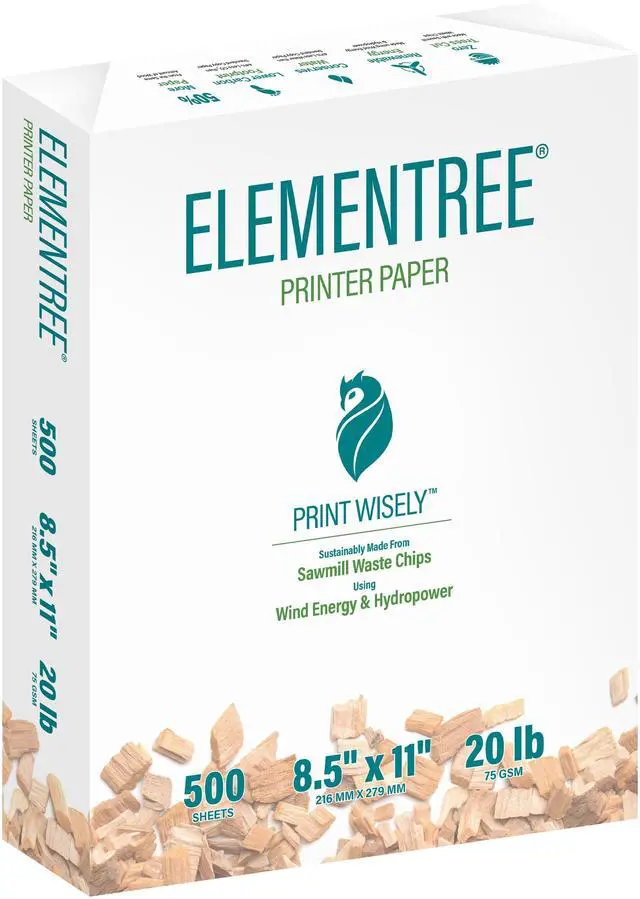 Main image of Elementree Sustainable Printer Paper, 8.5" x 11", 20 lb., White, 1 Ream (500 Sheets)
