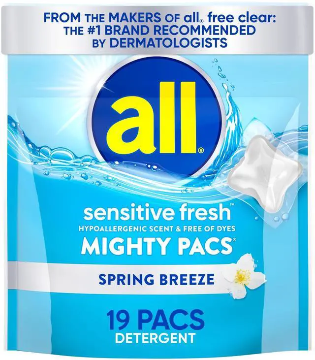 Main image of all sensitive fresh MIGHTY PACS Spring Breeze Scented Laundry Detergent, 19 Count
