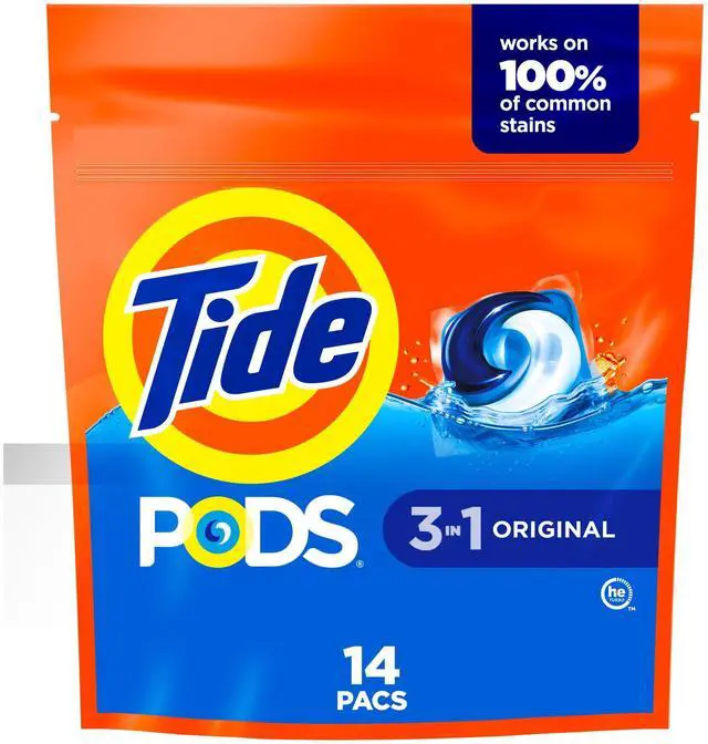 Main image of Tide PODs Laundry Detergent, 14 Count, Original Scent, 3-in-1 Stain Remover, Odor Fighter, Color Protector, Concentrated Laundry Soap Pacs