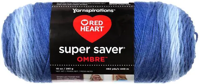 Main image of Red Heart Super Saver Ombre 4 Medium Acrylic Yarn, True Blue 10oz/283g, 482 Yards