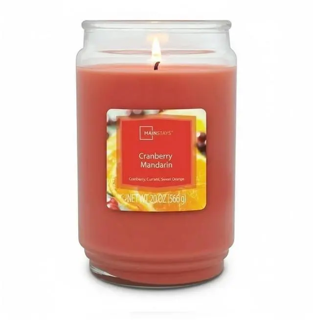Main image of Mainstays Cranberry Mandarin Scented Single-Wick Glass Jar Candle, 20 oz