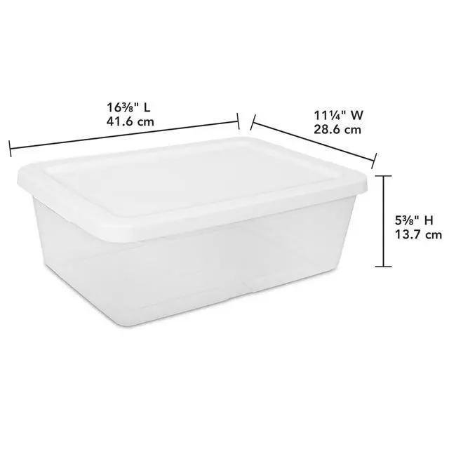 Alt view image 2 of 7 - Sterilite Set of (4) 12 Quart Storage Bins, Clear Plastic Storage Bin with Snap-on Lid, White