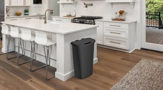 Alt view image 4 of 7 - Mainstays 11 Gallon Plastic Kitchen Trash Can with Lift-Top Lid, Black
