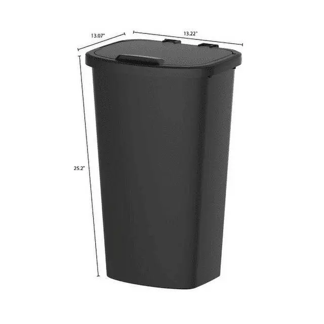 Alt view image 6 of 7 - Mainstays 11 Gallon Plastic Kitchen Trash Can with Lift-Top Lid, Black