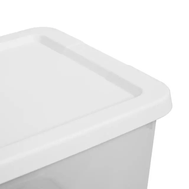 Alt view image 7 of 7 - Sterilite Set of (4) 12 Quart Storage Bins, Clear Plastic Storage Bin with Snap-on Lid, White
