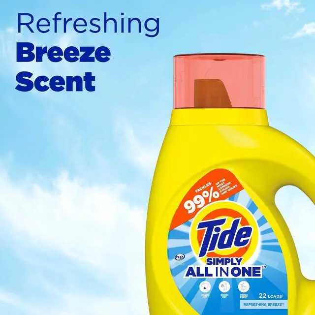 Alt view image 4 of 7 - Tide Simply Liquid Laundry Detergent, Refreshing Breeze Scent, 84 fl oz, 64 Loads