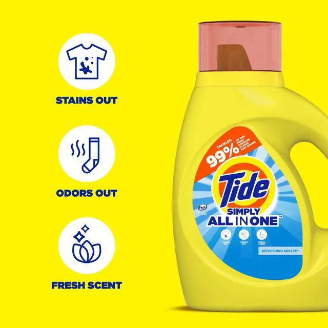 Alt view image 5 of 7 - Tide Simply Liquid Laundry Detergent, Refreshing Breeze Scent, 84 fl oz, 64 Loads