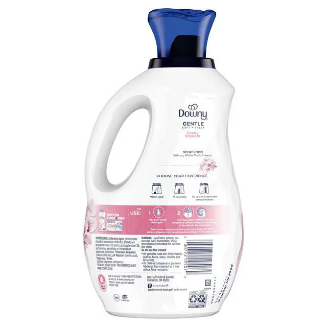 Alt view image 3 of 7 - Downy Gentle Soft and Fresh Liquid Fabric Softener, Cherry Blossom Scent, 44 fl oz, 66 Loads