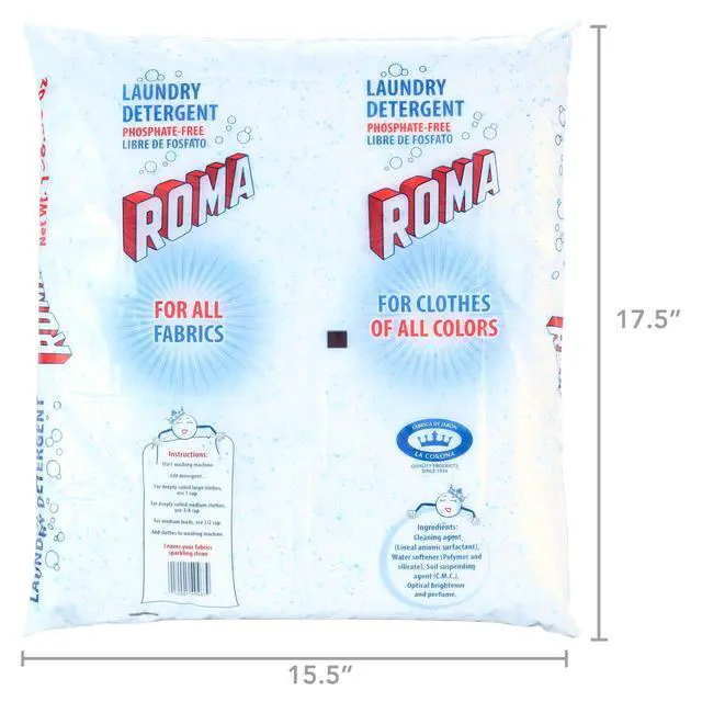 Alt view image 5 of 5 - Roma Powder Laundry Detergent, Heavy Duty Cleaning for Stains, Grease and Dirt, 11.02 lbs
