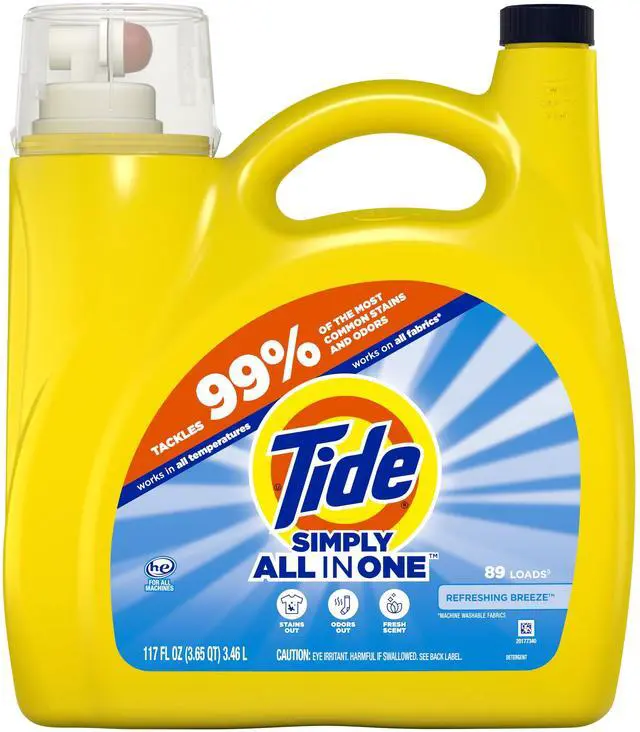 Alt view image 7 of 7 - Tide Simply Laundry Detergent Liquid All-In-One, Refreshing Breeze Scent, 117 fl oz, 89 Loads