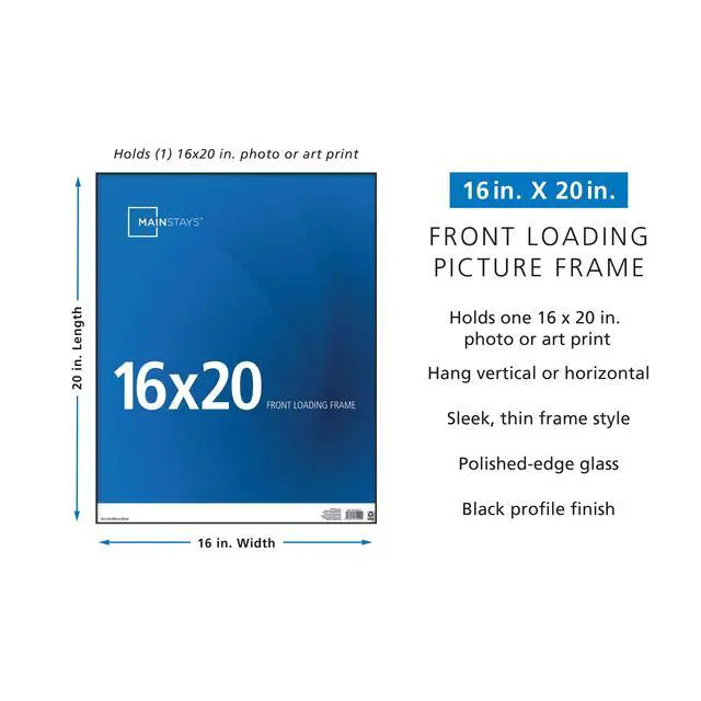 Alt view image 6 of 7 - Mainstays Format Frames 16 x 20 Front-Loading Picture Frame, Black, Wall or Tabletop