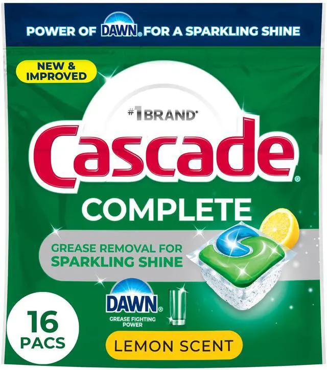 Main image of Cascade Complete Action Pacs, Dishwasher Detergent, Lemon, 16 Count