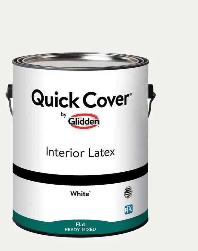 Main image of Glidden Quick Cover Interior Latex Paint Flat, White, 1 Gallon