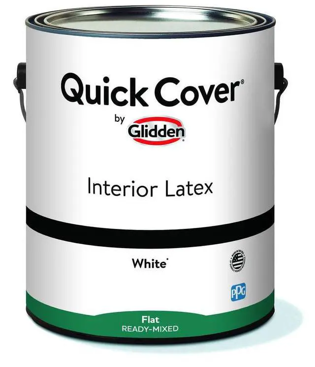 Alt view image 5 of 7 - Glidden Quick Cover Interior Latex Paint Flat, White, 1 Gallon