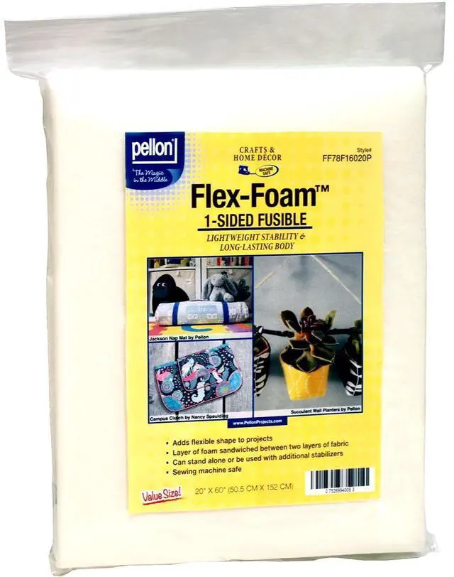 Main image of Pellon FF78 Flex Foam Fusible Sewing Fabric Stabilizer, Off-White 20" x 60" Precut Package