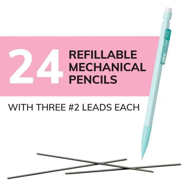 Alt view image 5 of 5 - BIC Xtra Smooth Pastel Mechanical Pencils, No. 2, Back to School, 0.7 mm, 24-Count