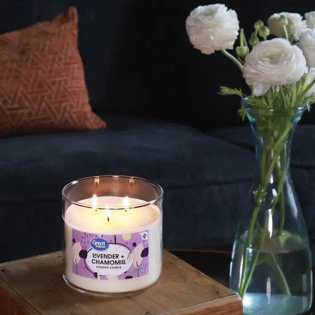 Alt view image 2 of 6 - Great Value Lavender & Chamomile Scented Candle, 14.5 oz
