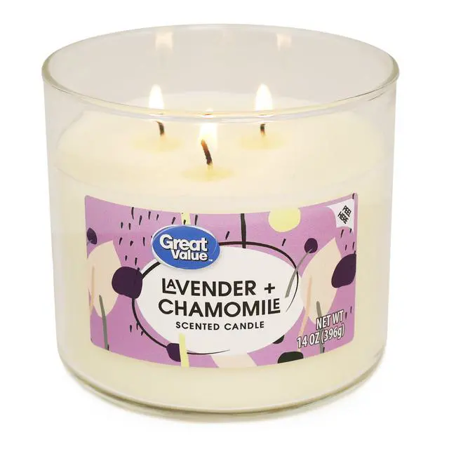 Alt view image 6 of 6 - Great Value Lavender & Chamomile Scented Candle, 14.5 oz