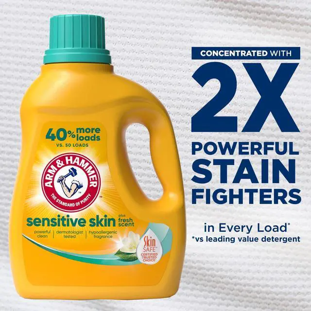 Alt view image 2 of 7 - ARM & HAMMER Sensitive Skin Plus Fresh Scent Liquid Laundry Detergent 105 fl oz, 105 Loads