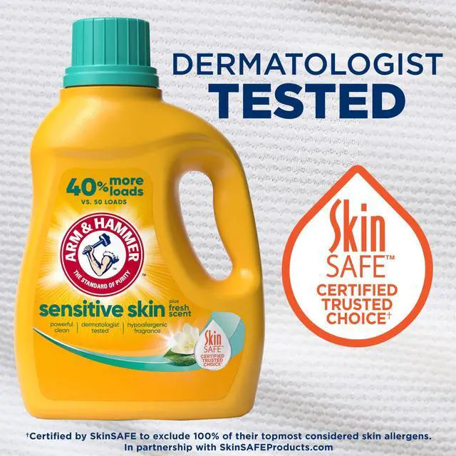 Alt view image 5 of 7 - ARM & HAMMER Sensitive Skin Plus Fresh Scent Liquid Laundry Detergent 105 fl oz, 105 Loads