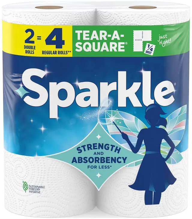 Alt view image 2 of 7 - Sparkle Tear-A-Square Paper Towels, 2 Double Rolls, 110 Sheets per Roll