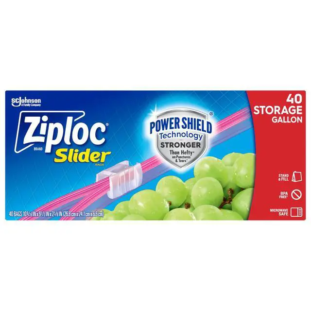 Alt view image 7 of 7 - Ziploc Brand Gallon Slider Food Storage Bags, School Supplies, with Power Shield Technology, 40 Count