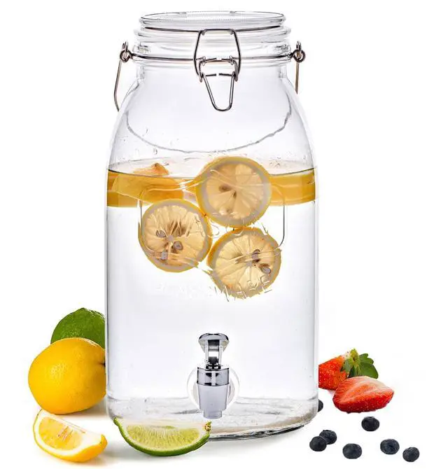 Alt view image 5 of 6 - Mainstays Clear Glass Mason Sun Tea Beverage Dispenser Jar