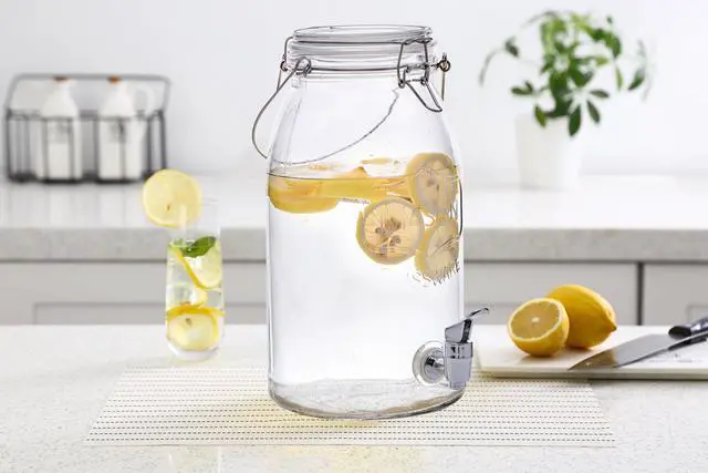 Alt view image 6 of 6 - Mainstays Clear Glass Mason Sun Tea Beverage Dispenser Jar