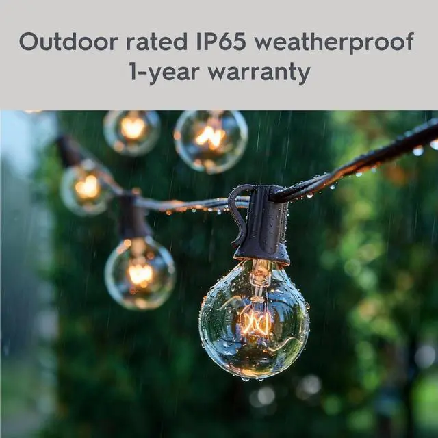 Alt view image 3 of 7 - Better Homes & Gardens 20-Count G40 Clear Glass Globe Outdoor Patio String Lights
