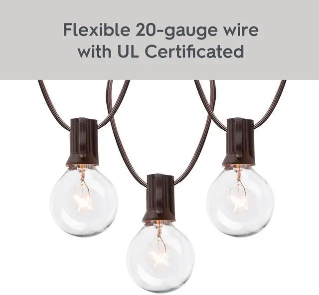 Alt view image 4 of 7 - Better Homes & Gardens 20-Count G40 Clear Glass Globe Outdoor Patio String Lights