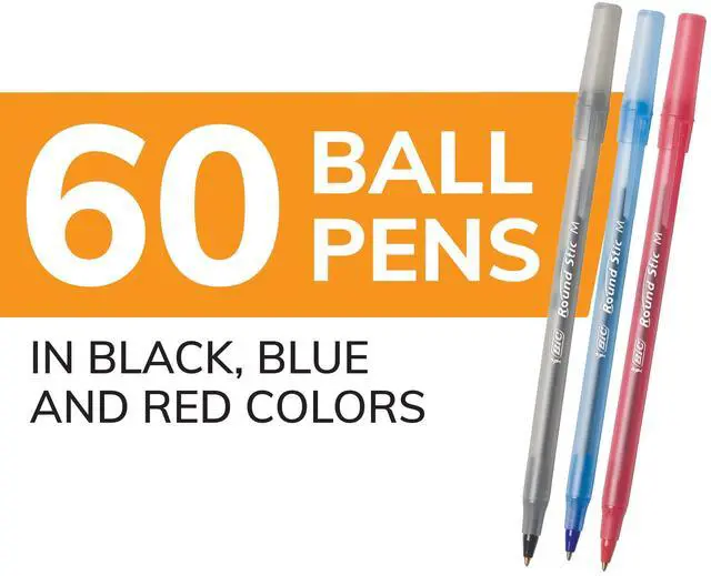 Alt view image 2 of 7 - BIC Round Stic Xtra Life Assorted Ink Ballpoint Pens, Medium Point, 1.0mm, 60 Count