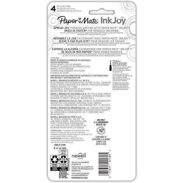 Alt view image 6 of 6 - Paper Mate InkJoy Gel Pens, Candy Pop Colors, Medium (0.7mm) Point, Retractable, 4 Count