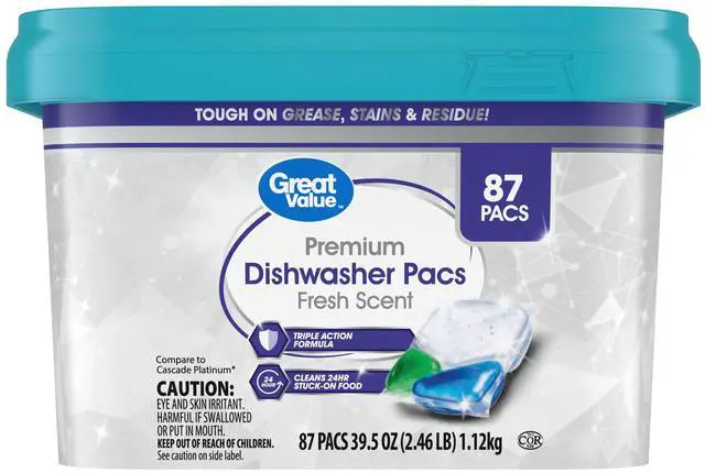 Main image of Great Value Premium Dishwasher Pacs, Fresh Scent, 87 Count
