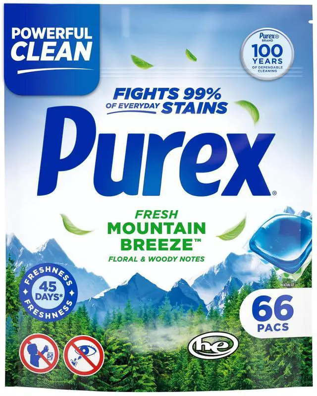Main image of Purex Laundry Detergent Pacs, Fresh Mountain Breeze, 66 count