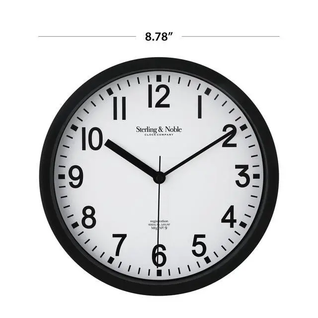 Alt view image 6 of 7 - Mainstays Basic Indoor 8.78" Black Analog Round Wall Clock