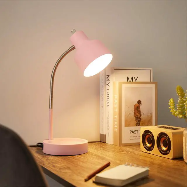 Alt view image 2 of 7 - Mainstays LED Desk Lamp with Catch-All Base & AC Outlet, Matte Blush Pink