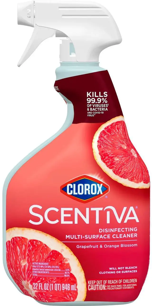 Alt view image 2 of 7 - Clorox Scentiva Disinfecting Multi-Surface Cleaner Spray, Grapefruit & Orange Blossom, 32 fl oz