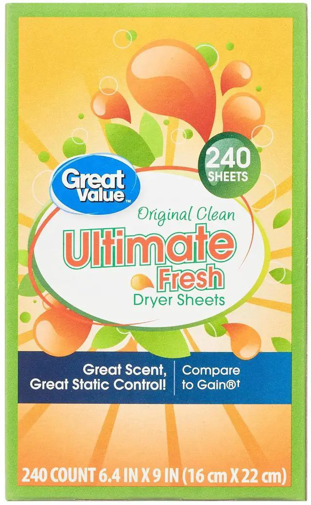 Main image of Great Value Ultimate Fresh Dryer Sheets, Original Clean, 240 Count, Compare to Gain®