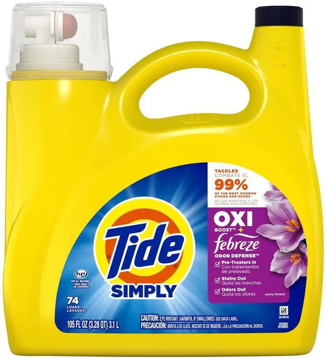 Alt view image 2 of 7 - Tide Simply Oxi Boost + Febreze Odor Defense, Sunny Breeze, 74 Loads, 105 fl oz