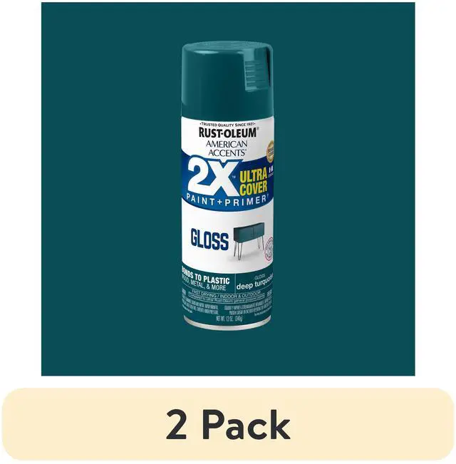 Main image of (2 pack) Deep Turquoise, Rust-Oleum American Accents 2X Ultra Cover Gloss Spray Paint-327902, 12 oz