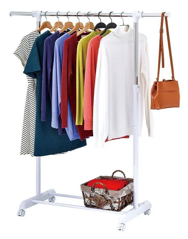 Alt view image 3 of 7 - Mainstays Adjustable Metal Rolling Garment Clothes Rack, Chrome & White