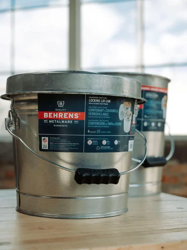 Alt view image 7 of 7 - BEHRENS Galvanized Steel Locking Lid Storage Can, 6-Gallon