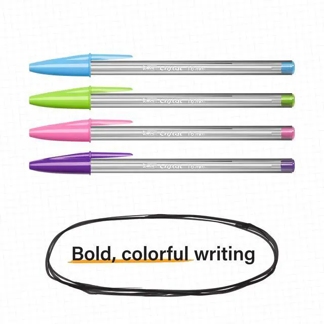 Alt view image 6 of 7 - BIC Cristal Bold Ballpoint Pens, 1.6mm, Assorted Colors, 24 Count