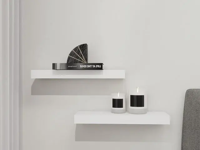 Alt view image 3 of 7 - Mainstays White 16.5" Wood Floating Shelves, Set of 2