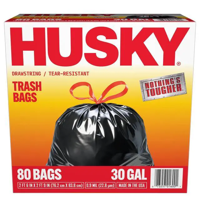 Alt view image 6 of 7 - Husky 30 Gallon Large Drawstring Trash Bags, 80 Bags