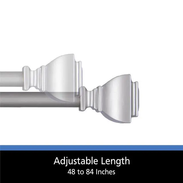 Alt view image 4 of 5 - Mainstays 1/2" Benton Petite Café Adjustable Curtain Rod, 48-84", Brushed Nickel
