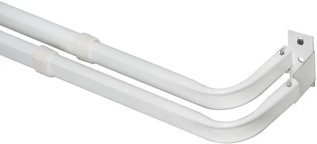 Main image of Mainstays 2-3" Basic Metal Wrap Around Adjustable Double Curtain Rod, 84-120" Adjustable Length, White Finish