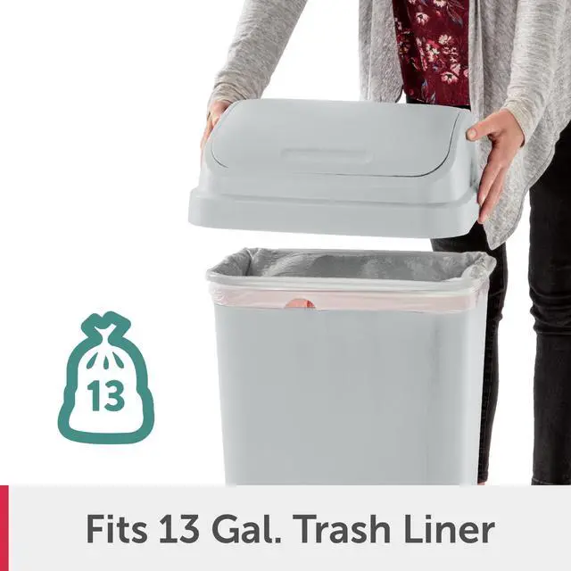 Alt view image 7 of 7 - Sterilite Kitchen Trash Can, 13 Gallon Plastic Garbage Bin with Swing Top Lid, Light Gray